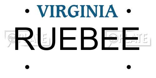 RUEBEE Virginia License Plate
