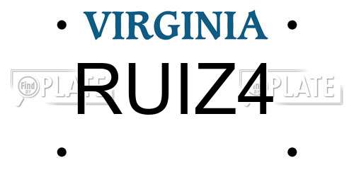 RUIZ4 Virginia License Plate