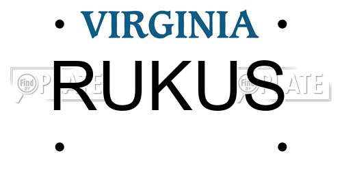 RUKUS Virginia License Plate