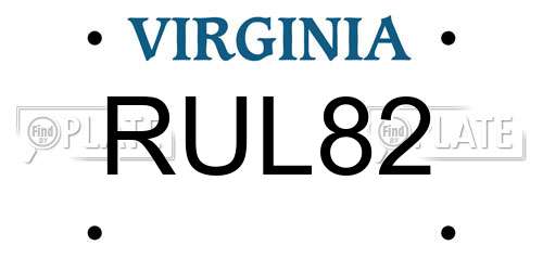 RUL82 Virginia License Plate