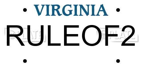 RULEOF2 Virginia License Plate