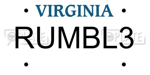 RUMBL3 Virginia License Plate