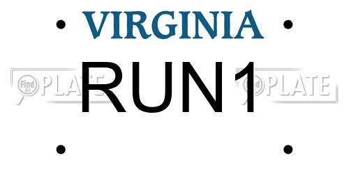 RUN1 Virginia License Plate