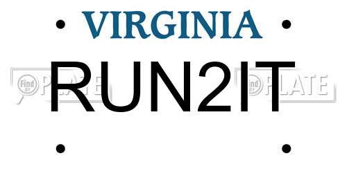 RUN2IT Virginia License Plate
