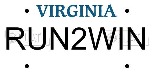 RUN2WIN Virginia License Plate