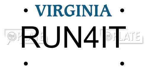 RUN4IT Virginia License Plate