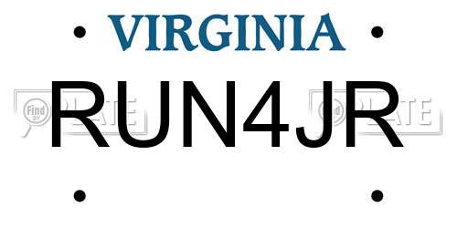 RUN4JR Virginia License Plate