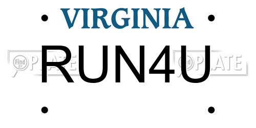 RUN4U Virginia License Plate