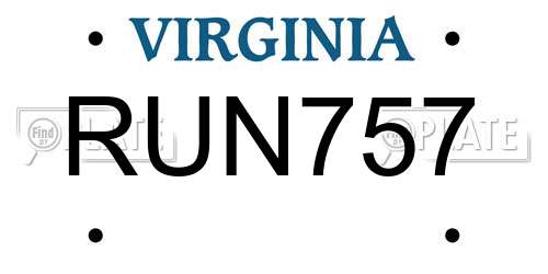 RUN757 Virginia License Plate