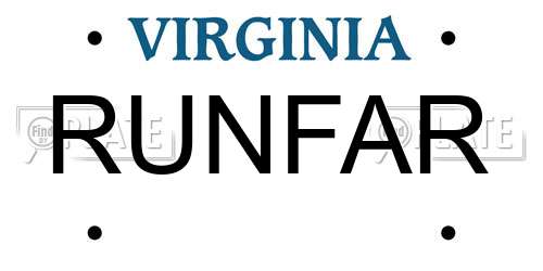 RUNFAR Virginia License Plate