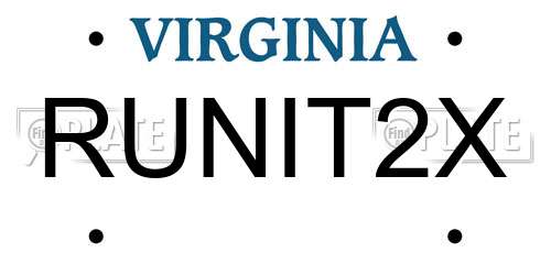 RUNIT2X Virginia License Plate