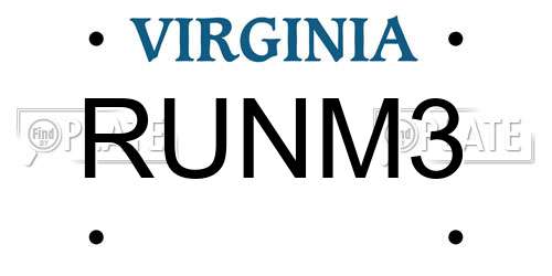 RUNM3 Virginia License Plate