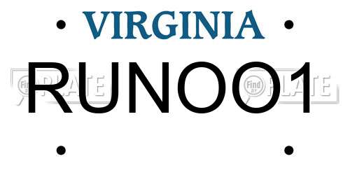 RUNOO1 Virginia License Plate
