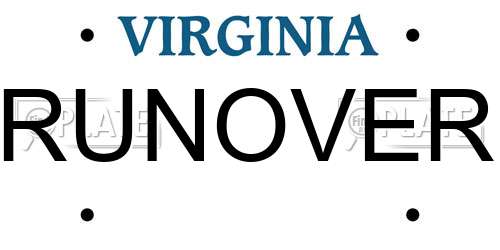 RUNOVER Virginia License Plate