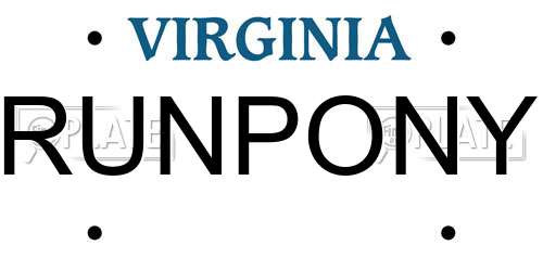 RUNPONY Virginia License Plate