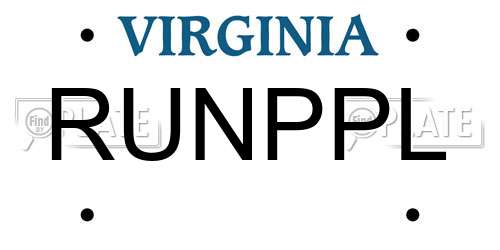 RUNPPL Virginia License Plate