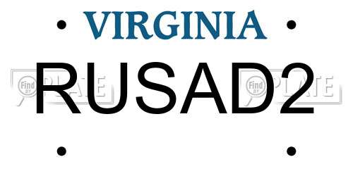RUSAD2 Virginia License Plate
