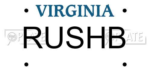 RUSHB Virginia License Plate