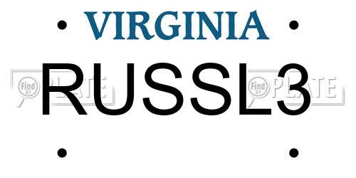 RUSSL3 Virginia License Plate