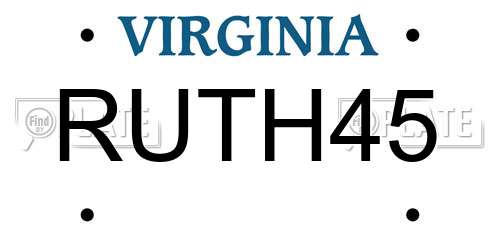 RUTH45 Virginia License Plate