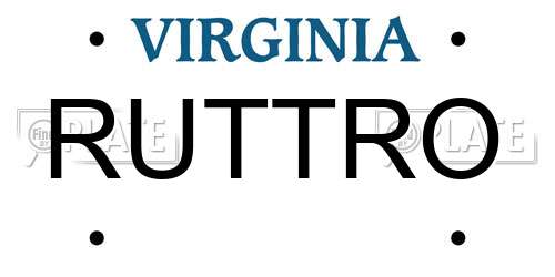 RUTTRO Virginia License Plate