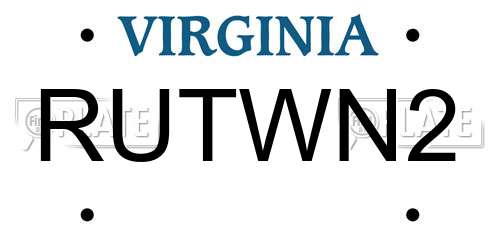 RUTWN2 Virginia License Plate