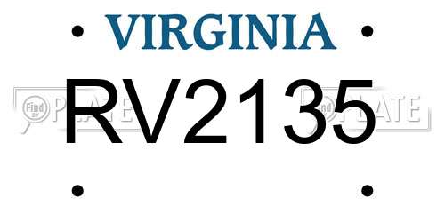RV2135 Virginia License Plate