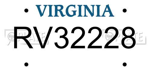 RV32228 Virginia License Plate
