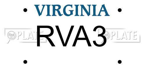 RVA3 Virginia License Plate