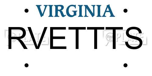 RVETTTS Virginia License Plate