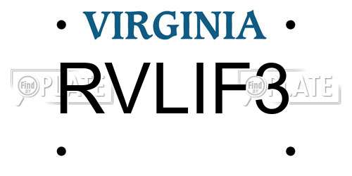 RVLIF3 Virginia License Plate