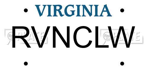 RVNCLW Virginia License Plate