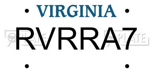 RVRRA7 Virginia License Plate
