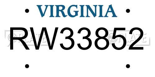 RW33852 Virginia License Plate