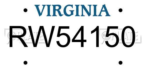 RW54150 Virginia License Plate