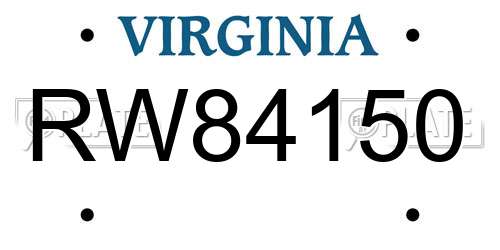 RW84150 Virginia License Plate
