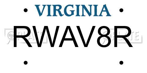 RWAV8R Virginia License Plate