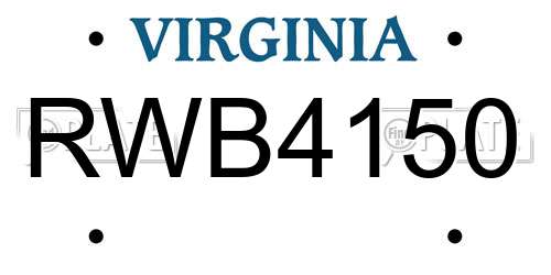 RWB4150 Virginia License Plate