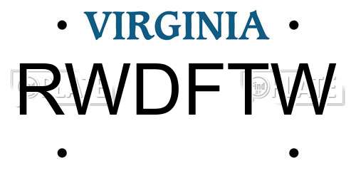 RWDFTW Virginia License Plate