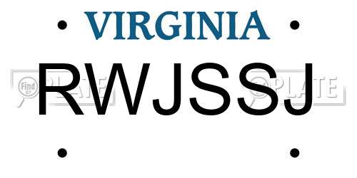 RWJSSJ Virginia License Plate