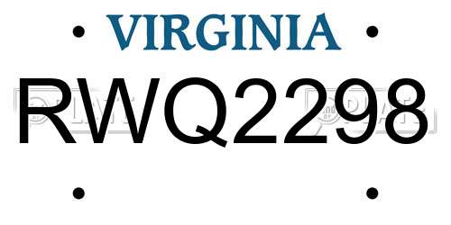 RWQ2298 Virginia License Plate