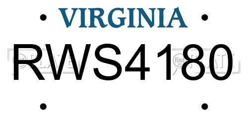 RWS4180 Virginia License Plate