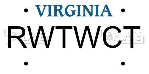 RWTWCT Virginia License Plate