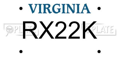 RX22K Virginia License Plate
