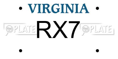 RX7 Virginia License Plate