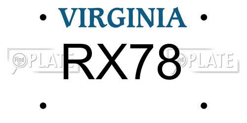 RX78 Virginia License Plate