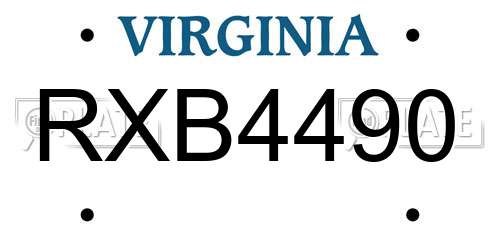 RXB4490 Virginia License Plate