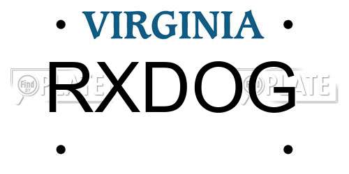 RXDOG Virginia License Plate