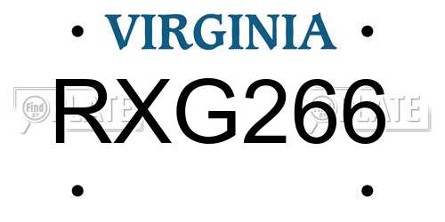 RXG266 Virginia License Plate