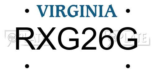 RXG26G Virginia License Plate